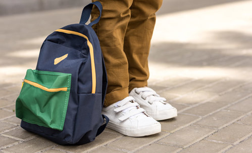 School bag on floor