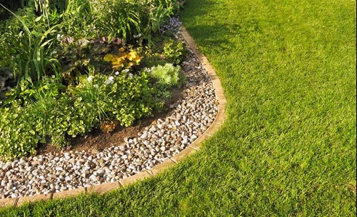 Pebble pathway through garden